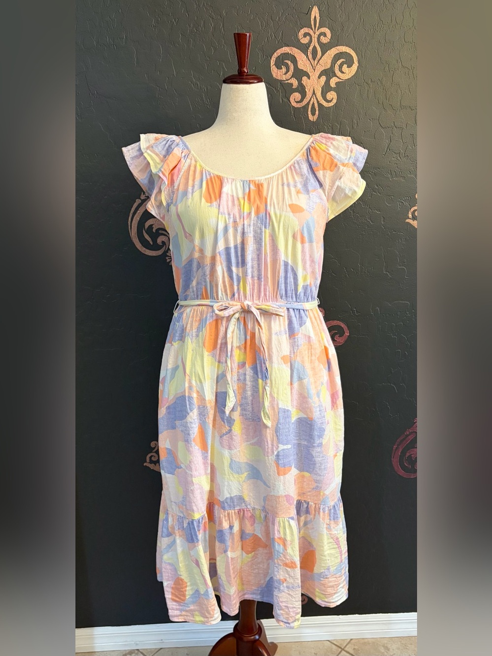 GAP Pastel Multi-Color Ruffle Sleeve Dress